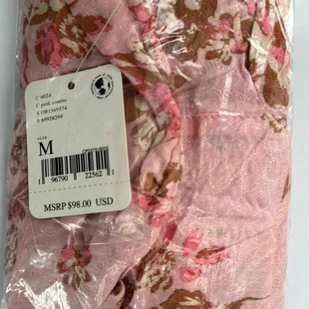 NWT! Free People Hilary Printed Top - Pink Combo - Size Large